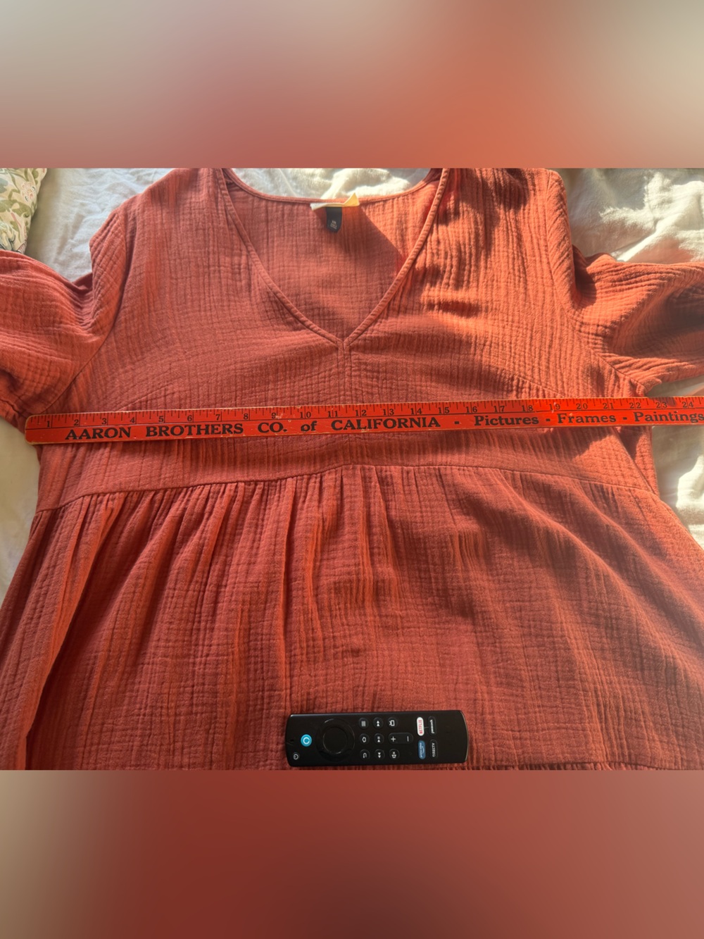 Universal Thread Rust-Toned V-Neck Tiered Maxi Dress 100% Cotton Pockets XXL - Picture 6 of 10